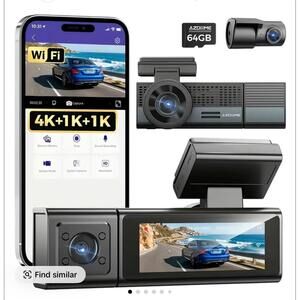 AZDOME M500 3 Channel Dash Cam, 4K+1080P+1080P Front and Rear Inside Camera, Sup